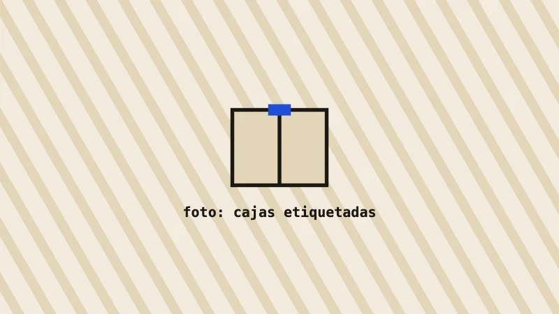 Cajas de cartón etiquetadas y cinta de embalar preparadas para una mudanza